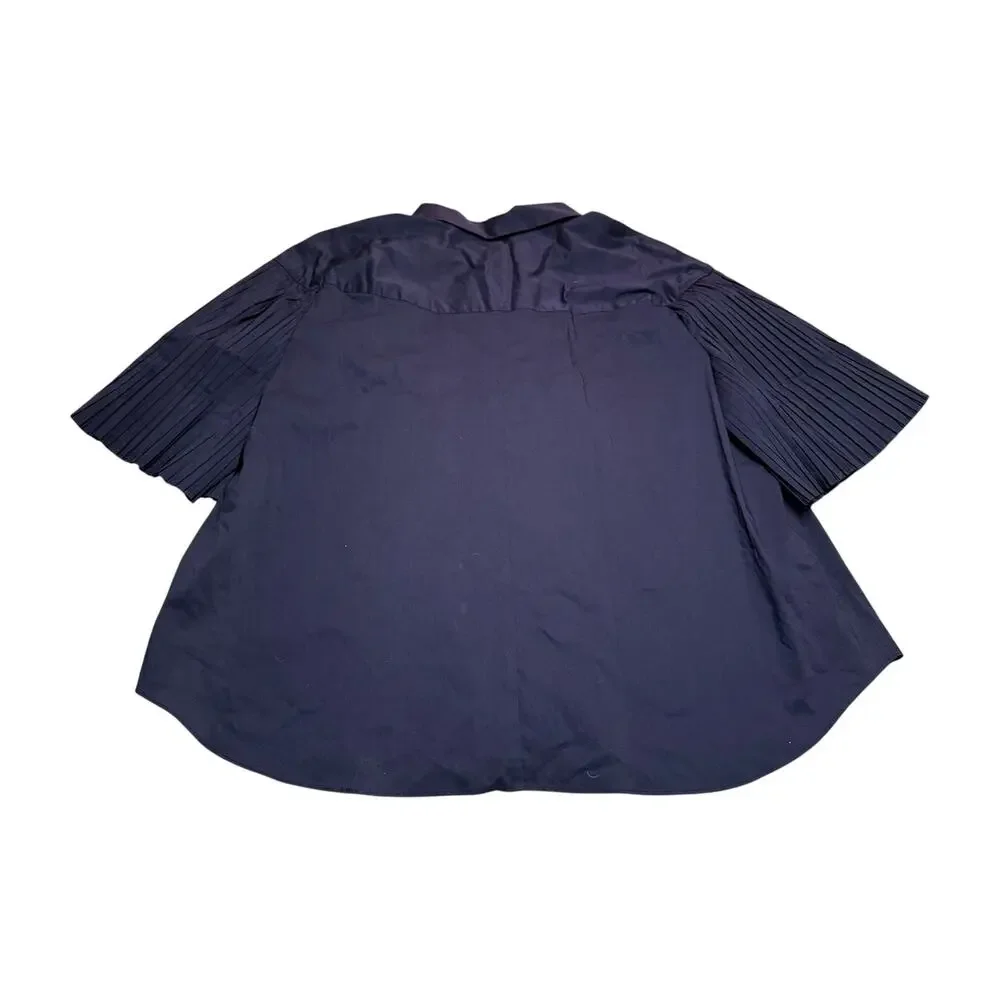 Simply Vera Vera Wang Navy Pleated Sleeve Blouse XXL - Picture 6 of 8